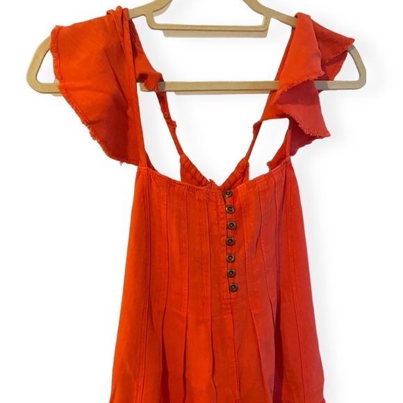 NWT ANTHROPOLOGIE PILCRO FLUTTER SLEEVE MIDI DRESS RED SMALL CASUAL BOHO MAXI - Picture 4 of 13